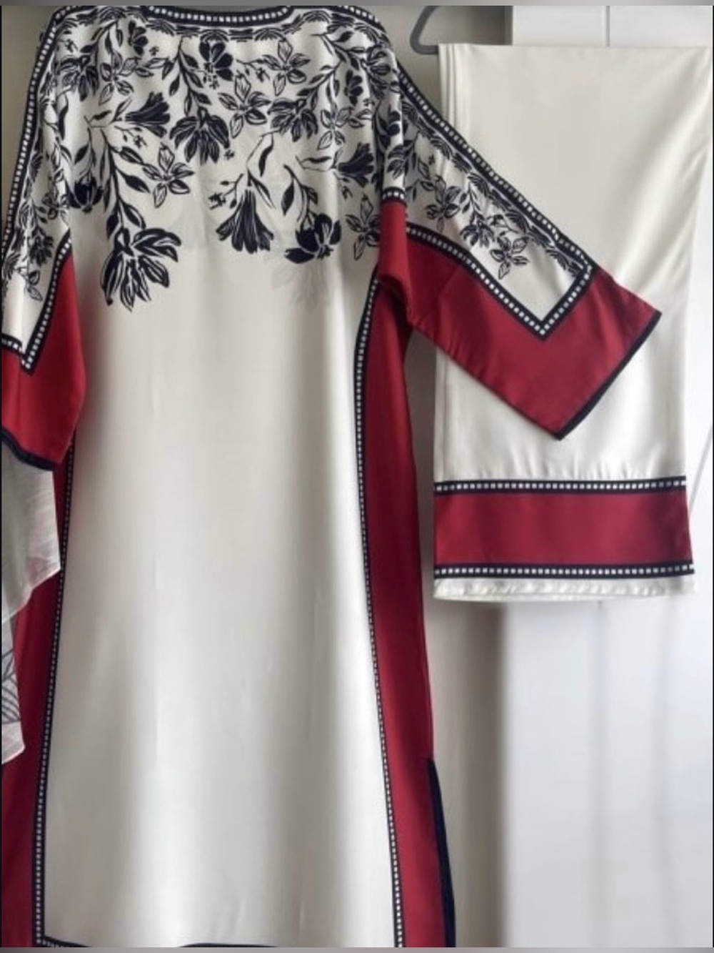 White and Red Floral-Print Women’s Dress